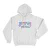 Gamma Phi Beta Colorful Floral Wordmark Unisex Hoodie White