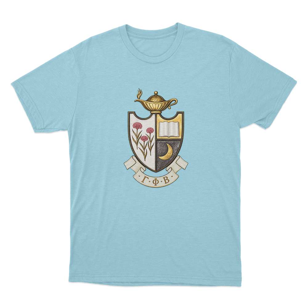 Gamma Phi Beta Crest Unisex T Shirt Sky Blue Gamma Phi Beta Crest Unisex T Shirt Sky Blue