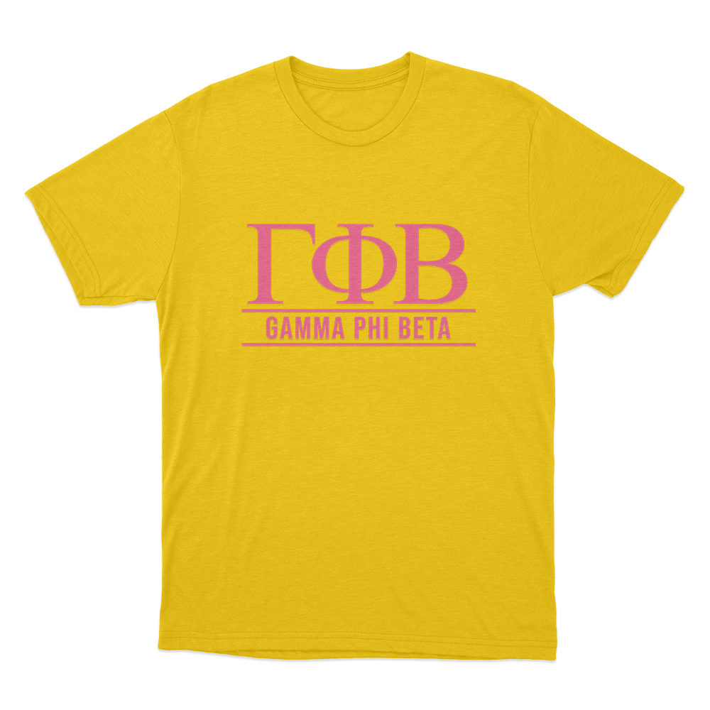 Gamma Phi Beta Greek Letter Logo Unisex T Shirt Yellow Gamma Phi Beta Greek Letter Logo Unisex T Shirt Yellow