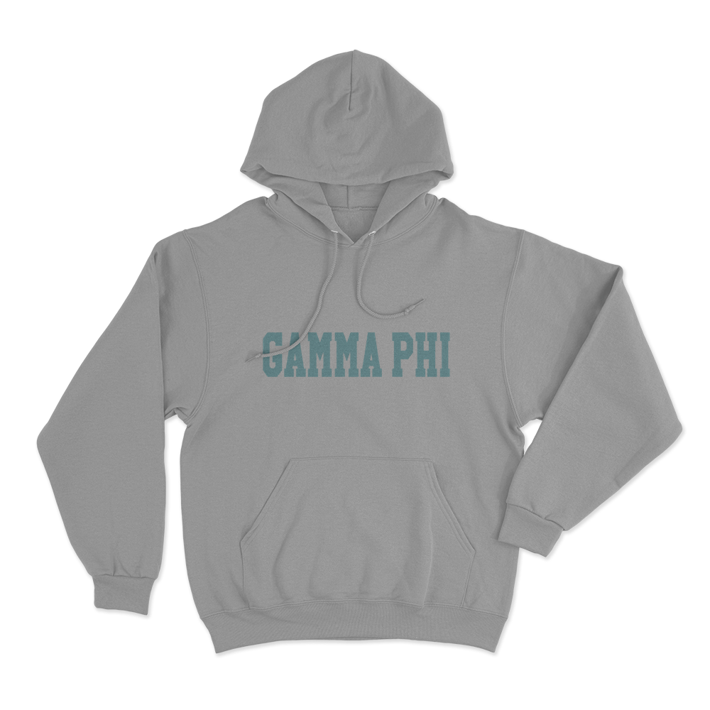 Gamma Phi Collegiate Wordmark Unisex Hoodie Grey Gamma Phi Collegiate Wordmark Unisex Hoodie Grey