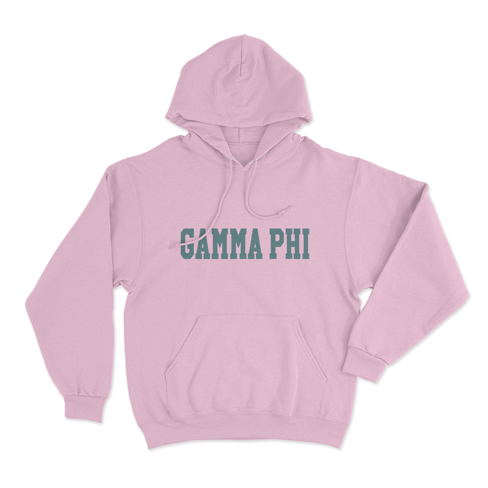 Gamma Phi Collegiate Wordmark Unisex Hoodie Pink Gamma Phi Collegiate Wordmark Unisex Hoodie Pink