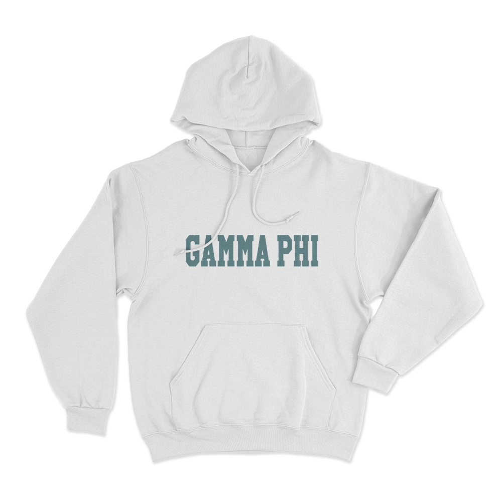 Gamma Phi Collegiate Wordmark Unisex Hoodie White Gamma Phi Collegiate Wordmark Unisex Hoodie White